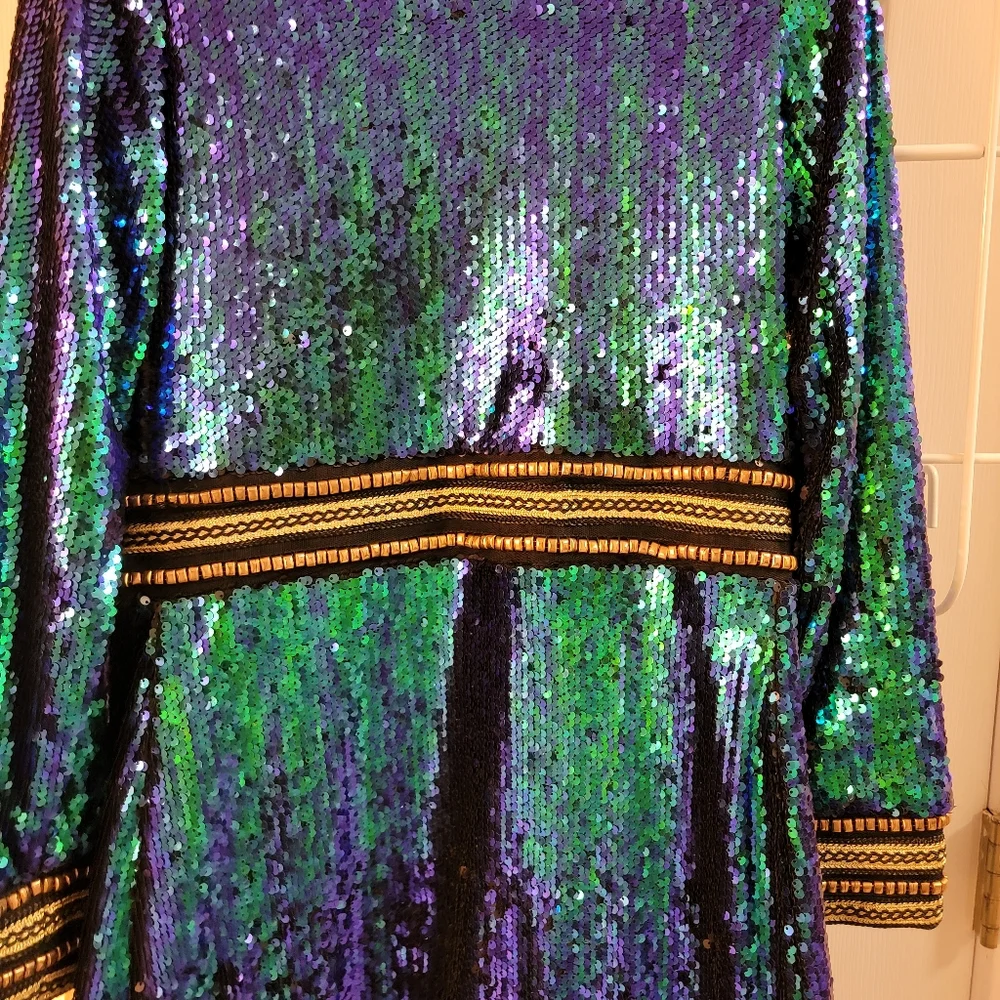 Anisha Green Premium Embellished Sequin shirt dress - Picture 10 of 15